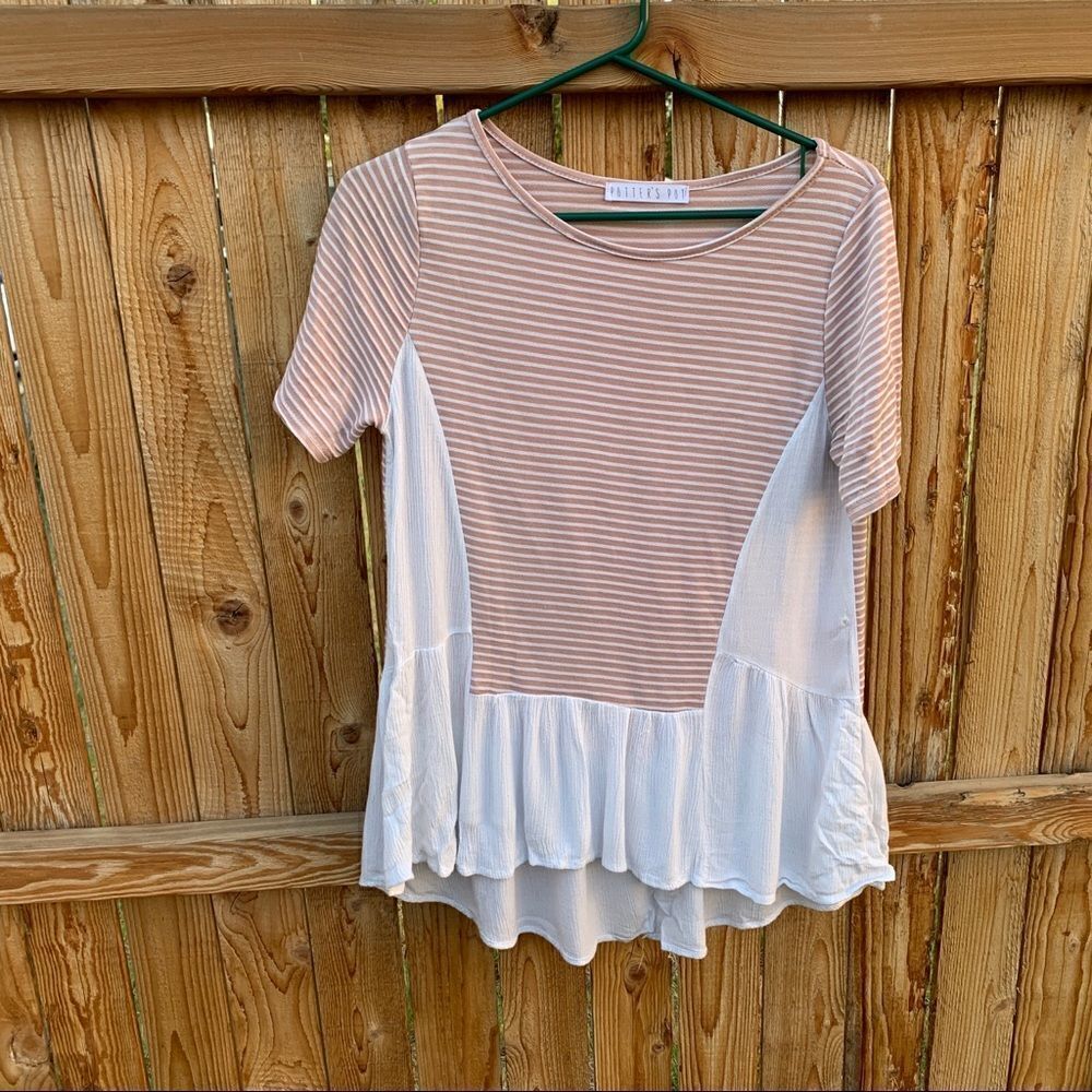 Potters Pot striped blouse short sleeve size medium